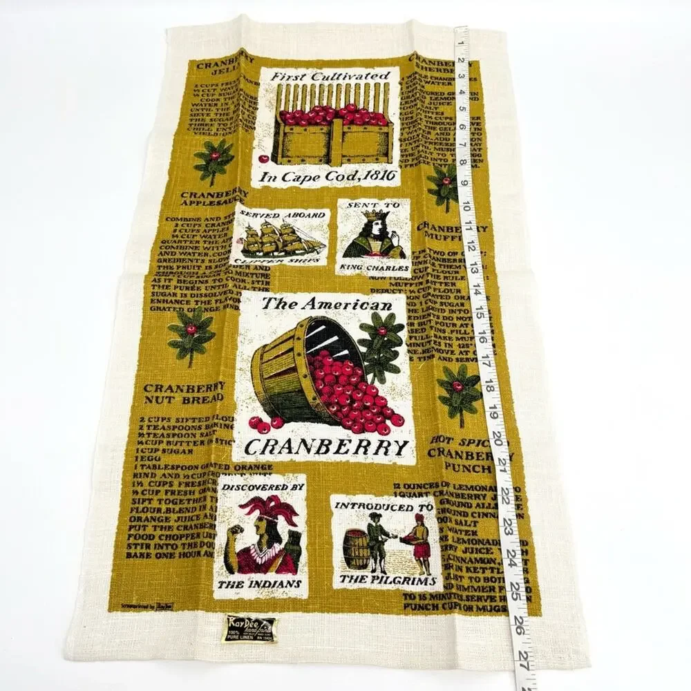 New Kay Dee Vintage 100% Linen The American Cranberry Kitchen‎ Towel